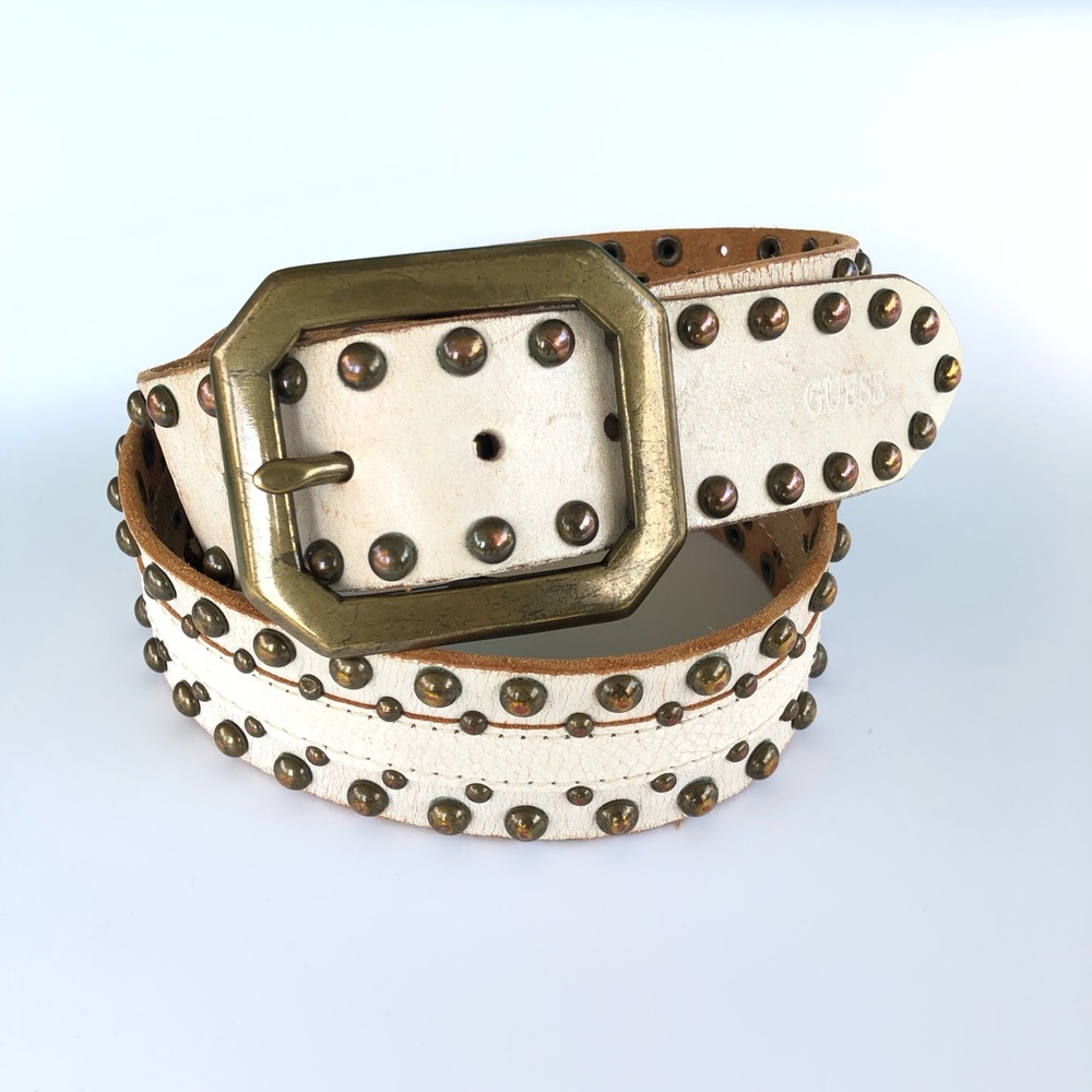 Guess Studded Distressed Leather Belt